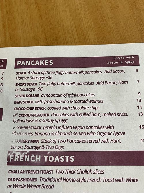 One vegan option for pancakes  at Lantern Diner in West Hempstead