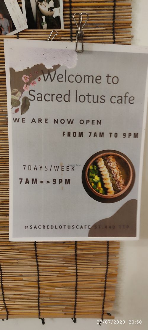 Opening Hours at Sacred Lotus Cafe in Phnom Penh