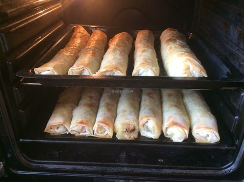 A batch of burek (or pita!) about to come out of the oven. at Barabrith in Donji Budacki