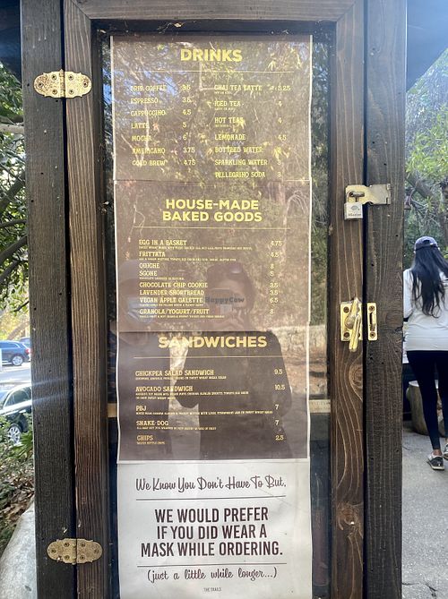 Vegan-friendly menu  at The Trails Cafe in Los Angeles