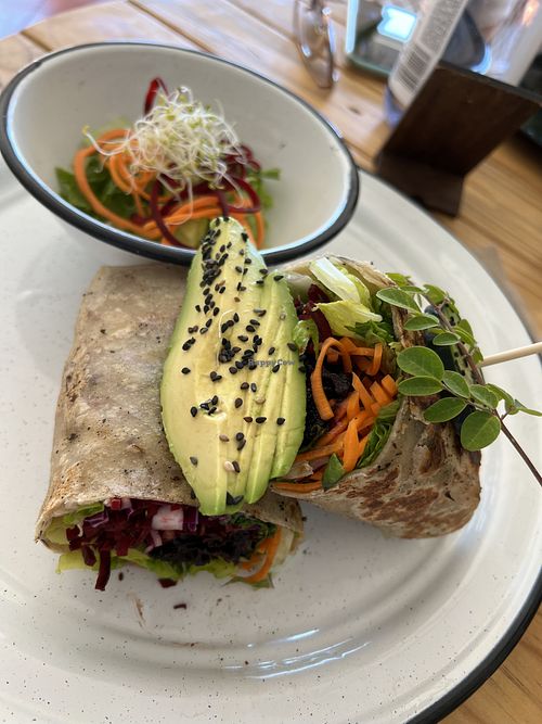 Reggae vegan burrito. Tell them not to put a chili inside of it if you don’t like spicy.  at Tropical Kitchen Cabo in Cabo San Lucas