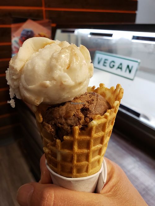 Peanut butter and fudge with roasted coconut at Cream & Crepes Cafe in Richardson
