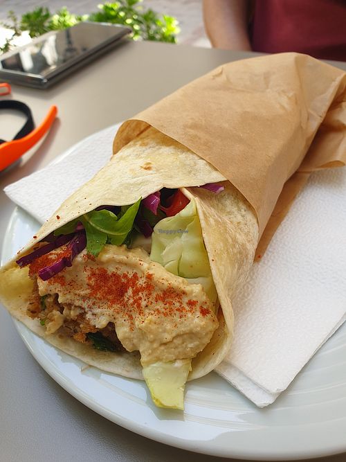 Quinoa burger wrap -vegan and yummy at Umami in Crete