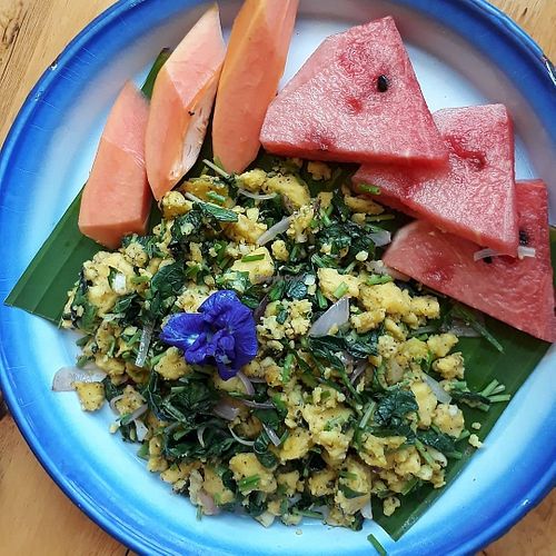 Scrambled chickpea tofu at Free Bird Cafe in Chiang Mai