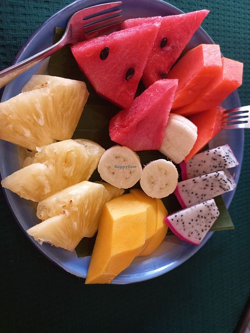 Fresh fruit plate at Free Bird Cafe in Chiang Mai