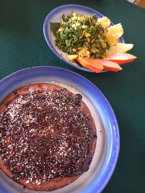 Pancake and scrambled tofu at Free Bird Cafe in Chiang Mai