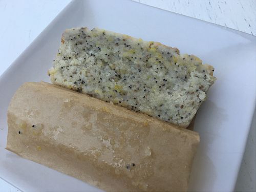 a slice of lemon poppyseed cake at Free Bird Cafe in Chiang Mai