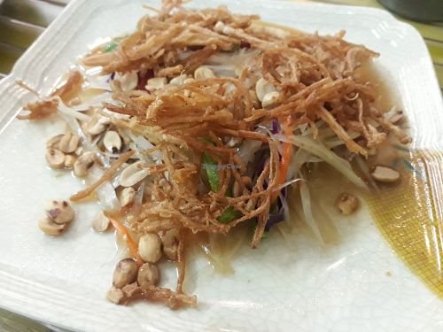 Somtam crispy mushroom at CMU Vegan - Kinphak Cafe in Chiang Mai