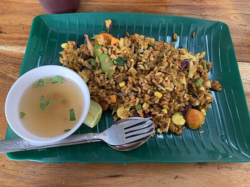 Yellow curry fried rice at CMU Vegan - Kinphak Cafe in Chiang Mai