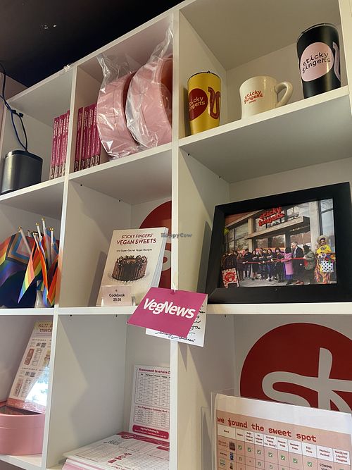 Cozy Merch Area - Veg News Spotted 👀  at Sticky Fingers Bakery in Washington
