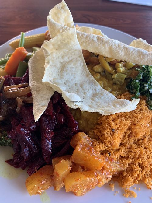buffet of the day, including delicious pineapple chutney and coconut sambol at Citrus in Fitzroy North