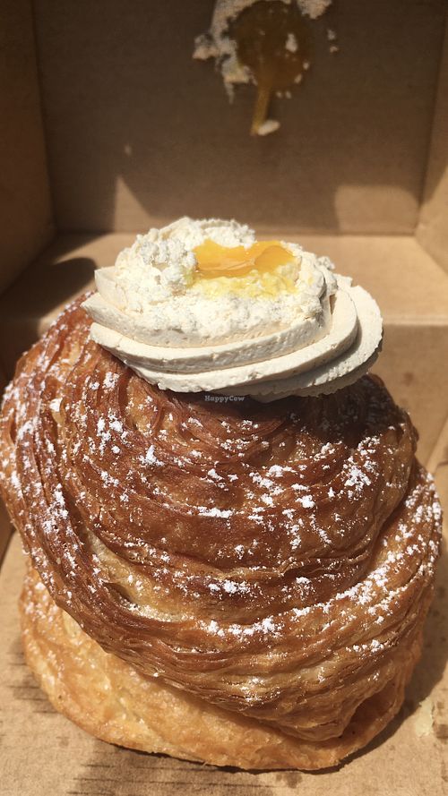 Vegan croffin with mango and macadamia cream filling   at Oh My Days in Glebe