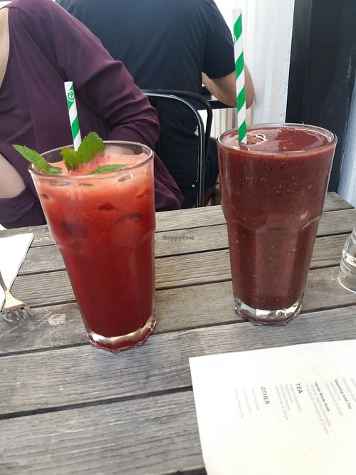 Berry smoothie and watermelon juice at Oh My Days in Glebe