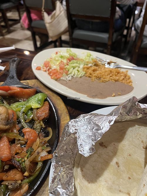 Vegetarian fajitas no sour cream or cheese  at El Portal in Marshalltown