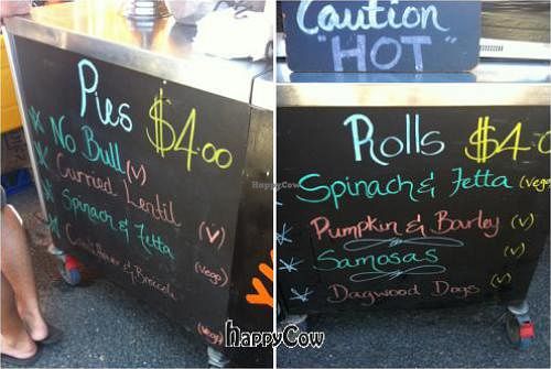 Selection of vegan & vegetarian pies and rolls. at No Bull - Ykillamoocow Food Stall in West End