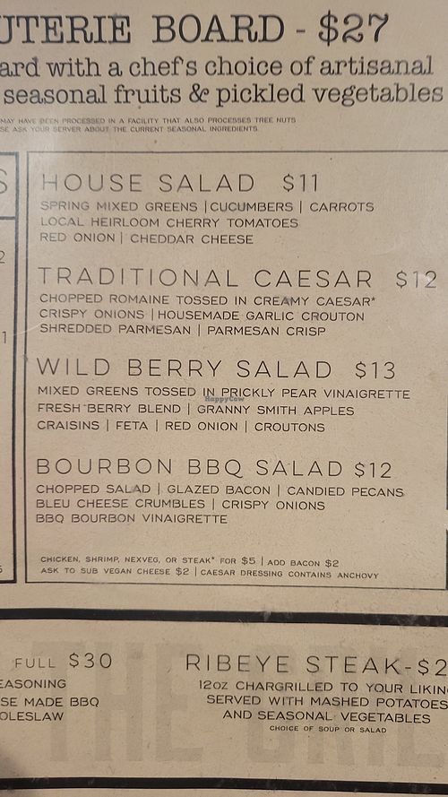 Salad options at Grand Canyon Brewing + Distillery in Flagstaff
