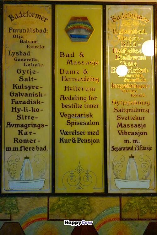 Signs in the hall of the building at Vega Fair Food in Oslo