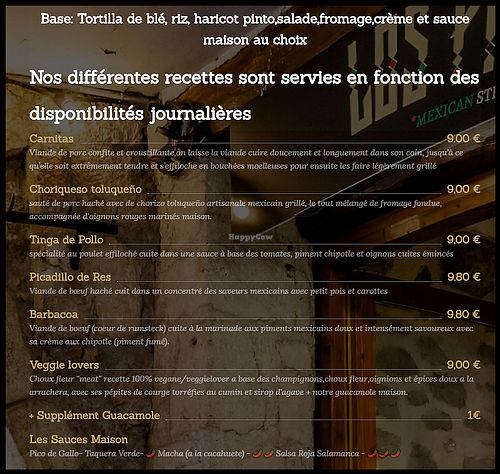 menu at Los Primos in Annecy