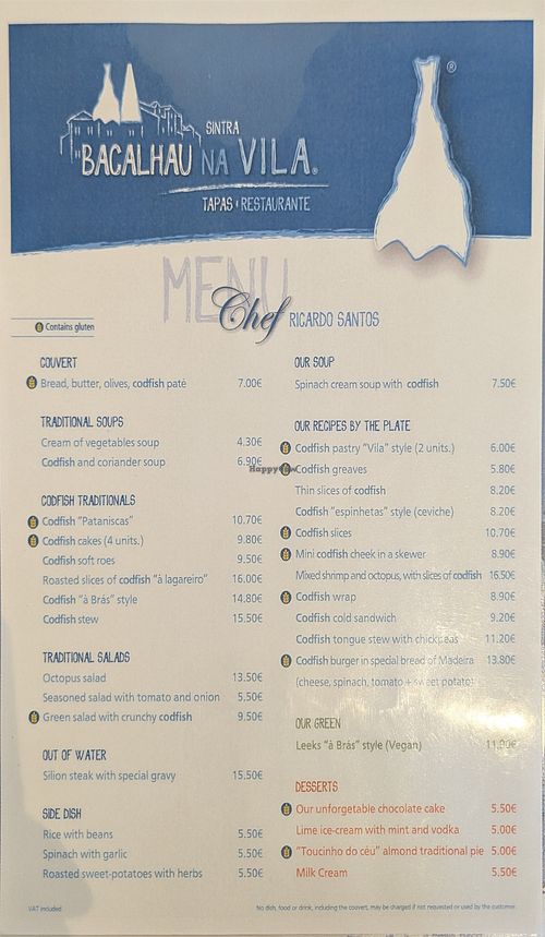 Menu (05/2025) at Bacalhau na Vila in Sintra