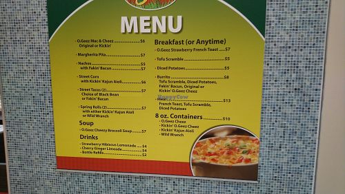 Menu at Vegan Jus in Strongsville