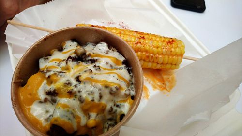 Sweet corn and diced potatoes at Vegan Jus in Strongsville