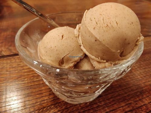 3 scoops of almond soy milk vegan ice cream. Organic too. at Marche in Kurashiki