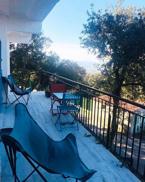 Balcony with view at Studio Vert  in Laroque-des-alberes