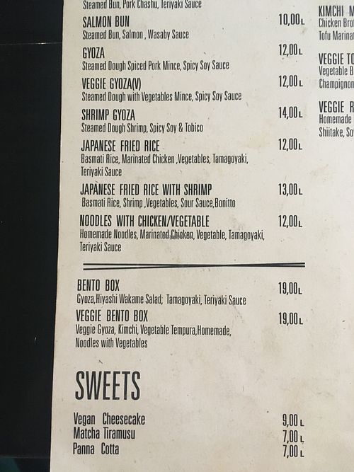 Veggie Gyoza, veggie bento box, vegan cheesecake at Shio Ramen in Tbilisi