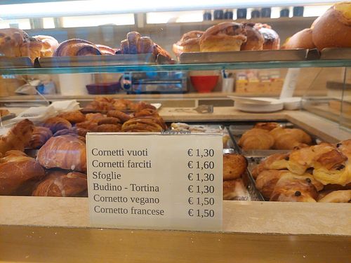 Menu at Meucci Pasticceria in Lucca