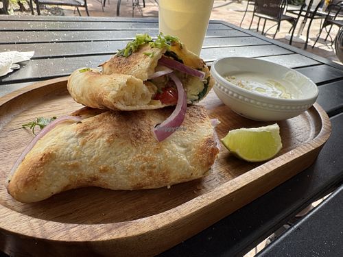 Artisan sourdough pocket (it’s a calzone)  at Journey Cafe in Kailua Kona