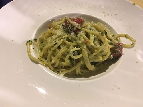 Spaghetti with celery pesto  at Osteria Pan e Ogio in Venice