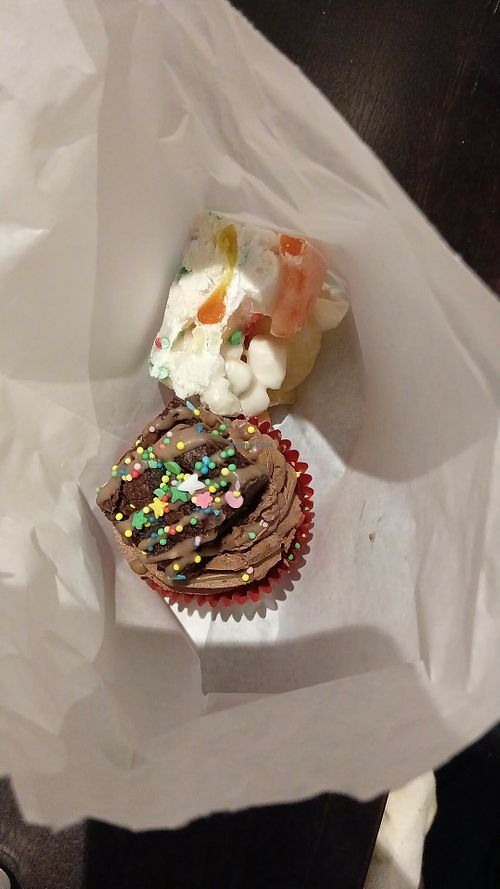 White Rocky road and chocolate brownie   at Claire's Cupcakes in Charlestown