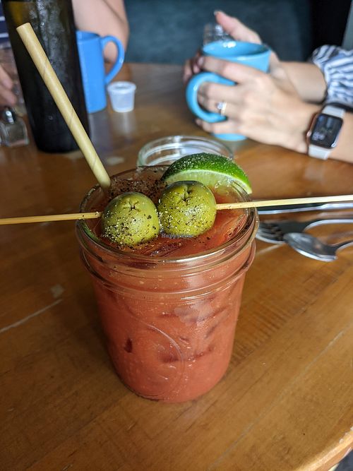 Vegan Worcestershire for a bloody mary! at Blue Bird Bistro in Kansas City
