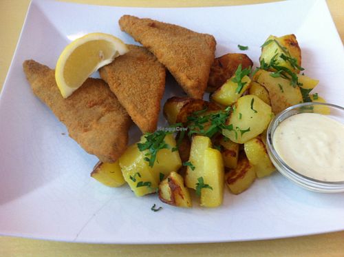 Schnitzel, recommended by the waitress. Tasted great! at Landia in Vienna
