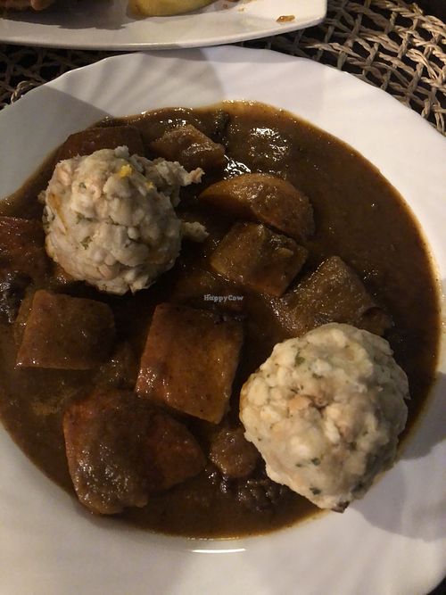 Stew pumpkin with bread dumplings   at Landia in Vienna