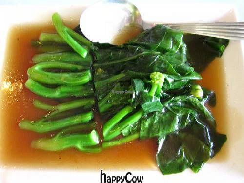 a mouthful of greens at Loving Hut - Bang Kholaem in Bangkok