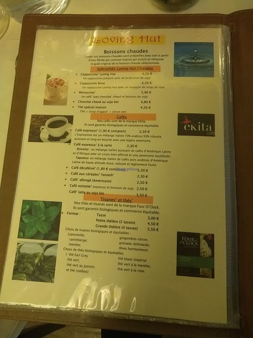 Hot drinks at Loving Hut in Paris