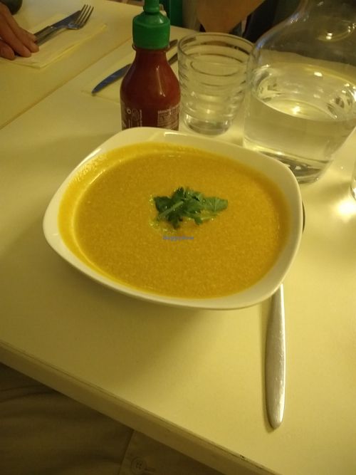 Vegan soup at Loving Hut in Paris