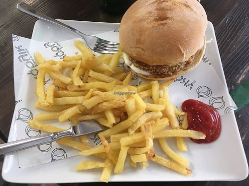 Vegan burger (included vegan mayonnaise) at Garlic Grill House in Samos