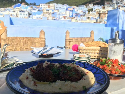 Falafel & hummus with a view at Hamsa in Chefchaouen