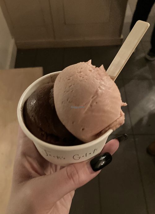 Dark chocolate gelato & cherry sorbet   at Jack's Gelato in Cambridge