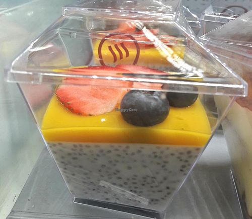 Chia seed dessert is visible at the counter.  at SVO - Shokoladnitsa  Шоколадница - TD in Moscow