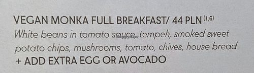 brunch breakfast meniu at Monka in Torun