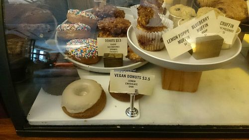 Cake and Pastry Display feat. several vegan options at Café Integral in Chicago