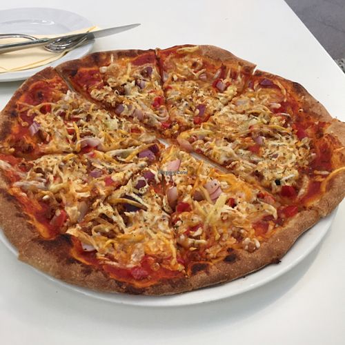 Hungarian pizza at Napfényes Restaurant & Confectionery in Budapest