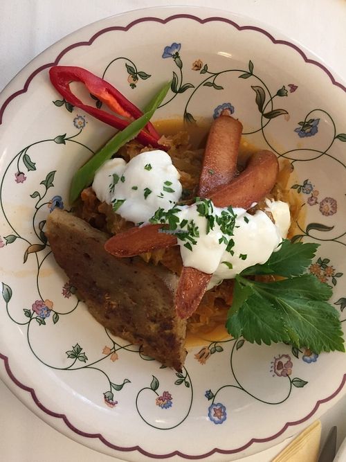 One of the Hungarian dishes on menu at Napfényes Restaurant & Confectionery in Budapest