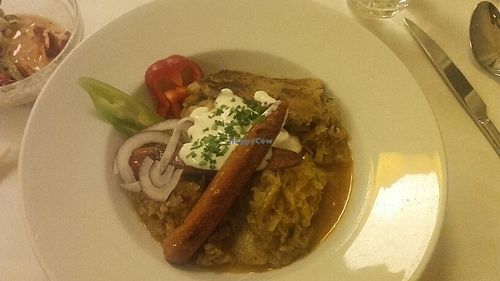 Hungarian cabbage with faux sausage ☺ at Napfényes Restaurant & Confectionery in Budapest