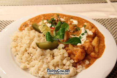 'Hungarian-style' cauliflower (essentially a cauliflower goulash) and spaetzle at Napfényes Restaurant & Confectionery in Budapest