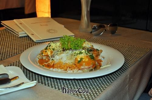 One from a Daily Menu - seitan with jasmin rice. at Napfényes Restaurant & Confectionery in Budapest