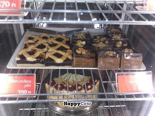 Vegan dessert display at Napfenyes Etterem. at Napfényes Restaurant & Confectionery in Budapest